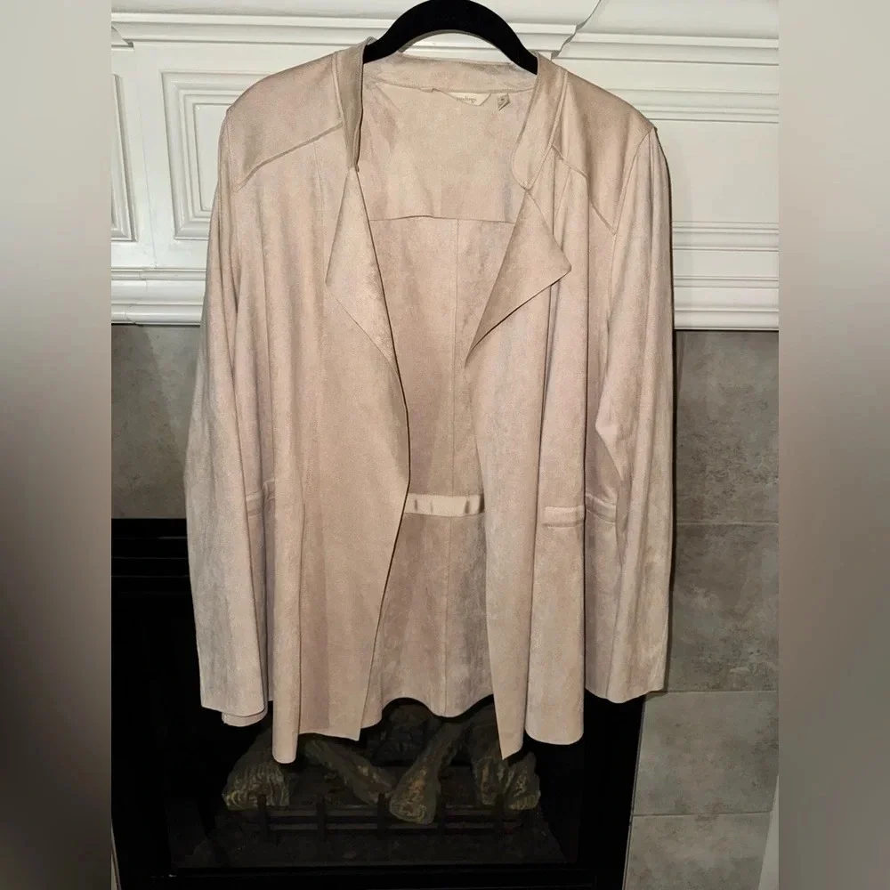 Soft Surroundings Women’s Jacket Blush Pink Faux Suede Boho Southwestern Medium - Picture 1 of 8